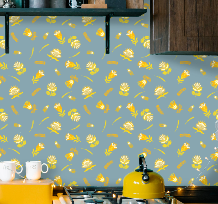 Sárga lengyel virág szimbólumok virág tapéta - TenStickers