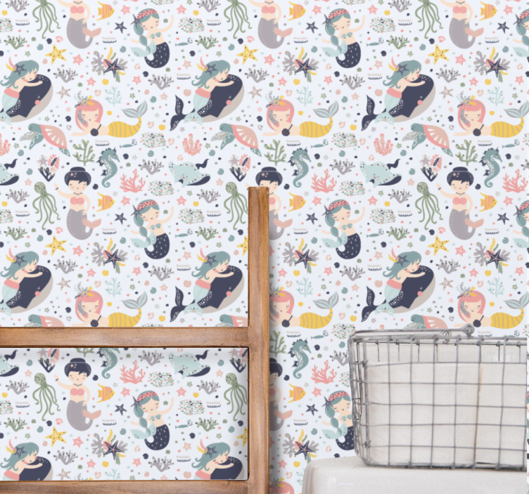Sellő vízi barátok Babaszoba tapéta - TenStickers