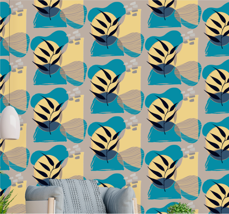 Stilizált levélmintás Tapéta Virágdíszes - TenStickers