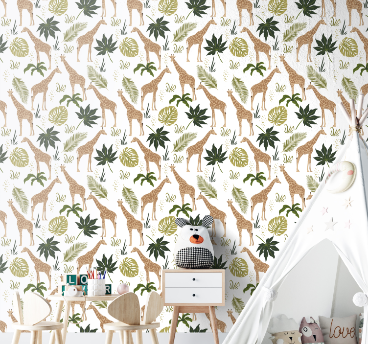 Szervezett zsiráfok állat tapéta - TenStickers