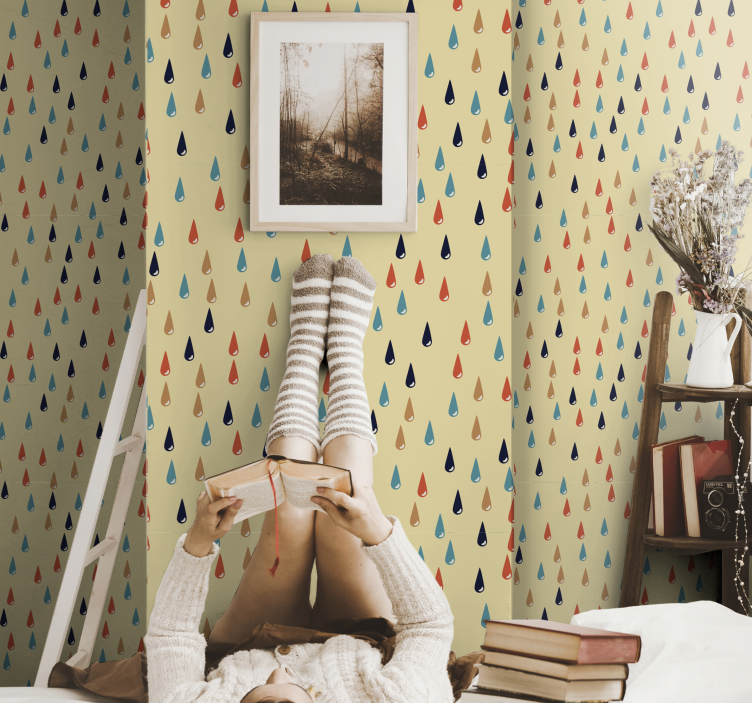 Színes esőcseppek gyerek hálószoba tapéta - TenStickers