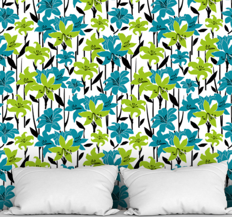 Színes virágzás Tapéta Virágok - TenStickers