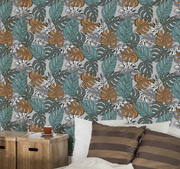 Trópusi levél táj Tapéta levelek - TenStickers