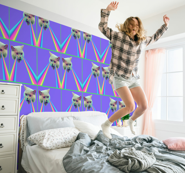 Vaporwave lézer macska tapéta - TenStickers