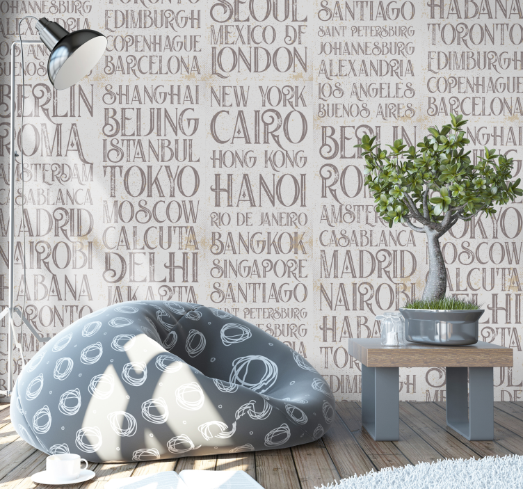 Városok a világ betűkkel tapéta - TenStickers