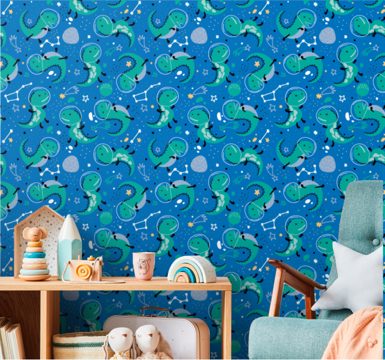 Vicces dinoszaurusz bolygók gyerekek tapéta - TenStickers