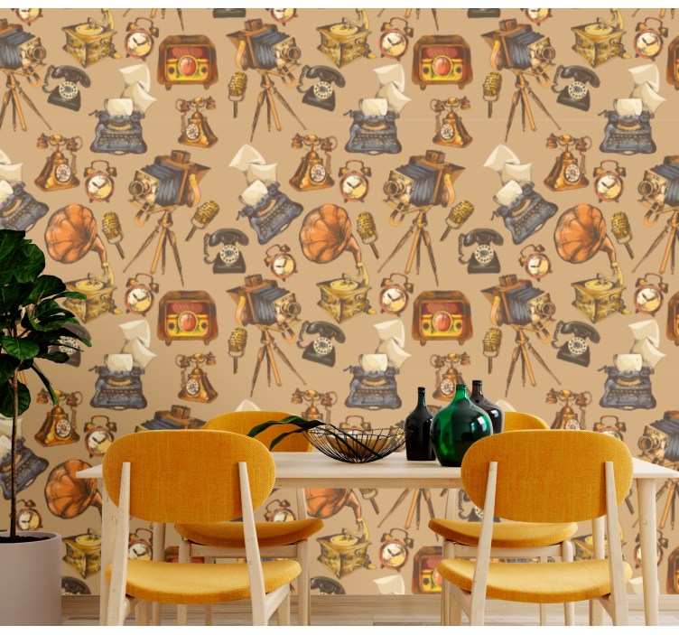 Vintage tárgy kollázs Tapéta szüret - TenStickers