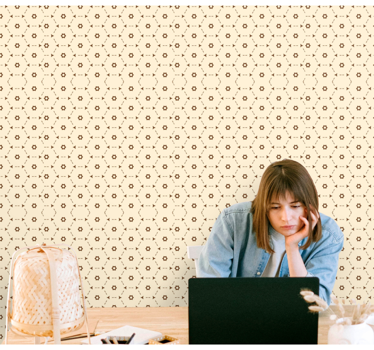 Virágdíszes tapéta geometrikus motívumokkal - TenStickers