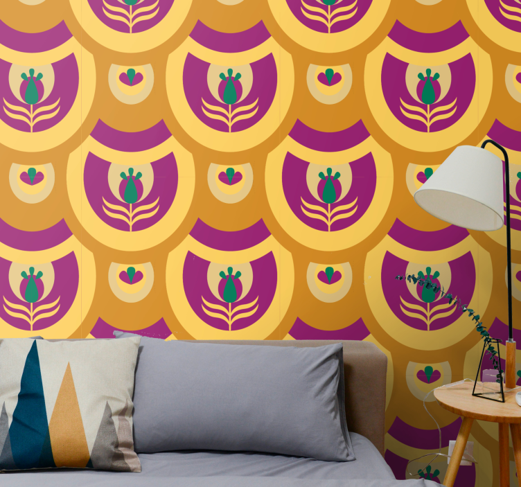 Virágos embléma design Tapéta Művészet - TenStickers