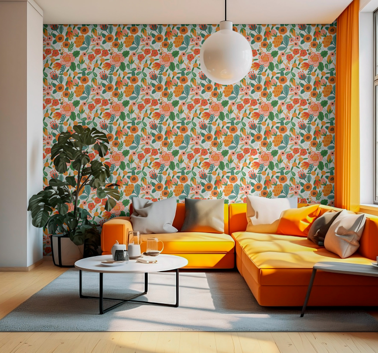 Virágos illusztráció Tapéta Virágok - TenStickers