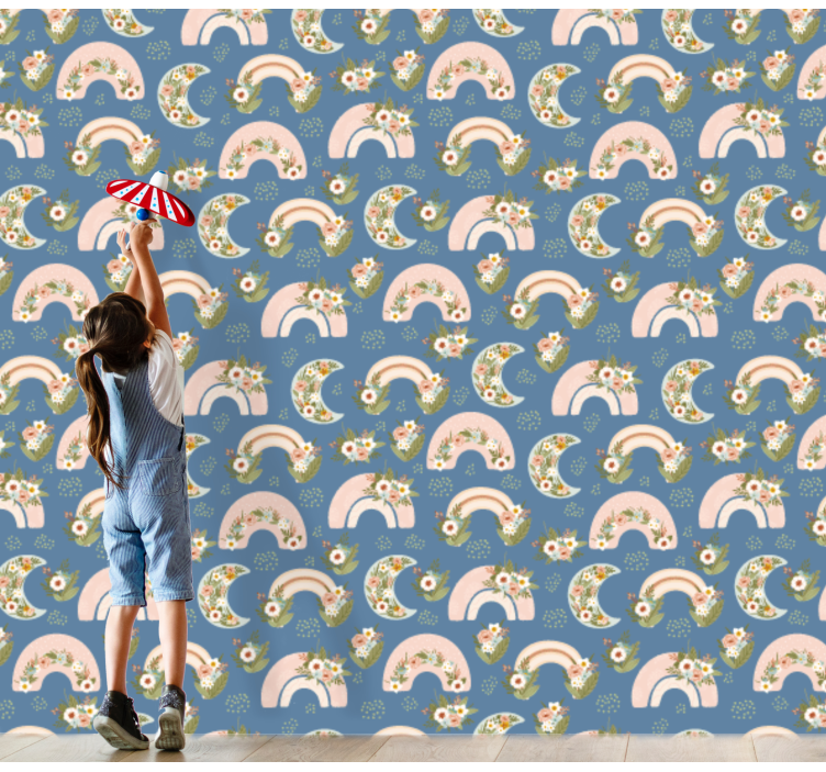 Virágos szivárványok Babaszoba tapéta - TenStickers