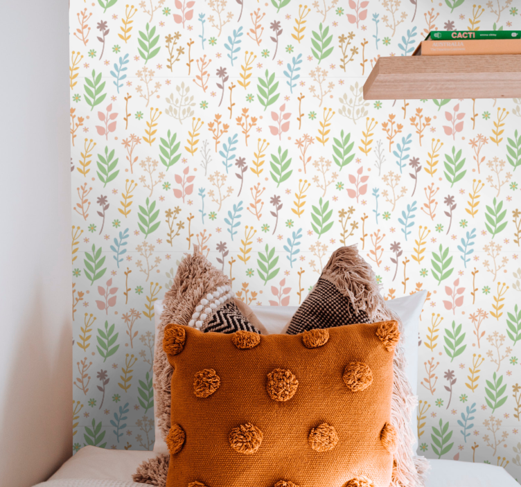 Virágos zöld ékezetek Tapéta Virágok - TenStickers