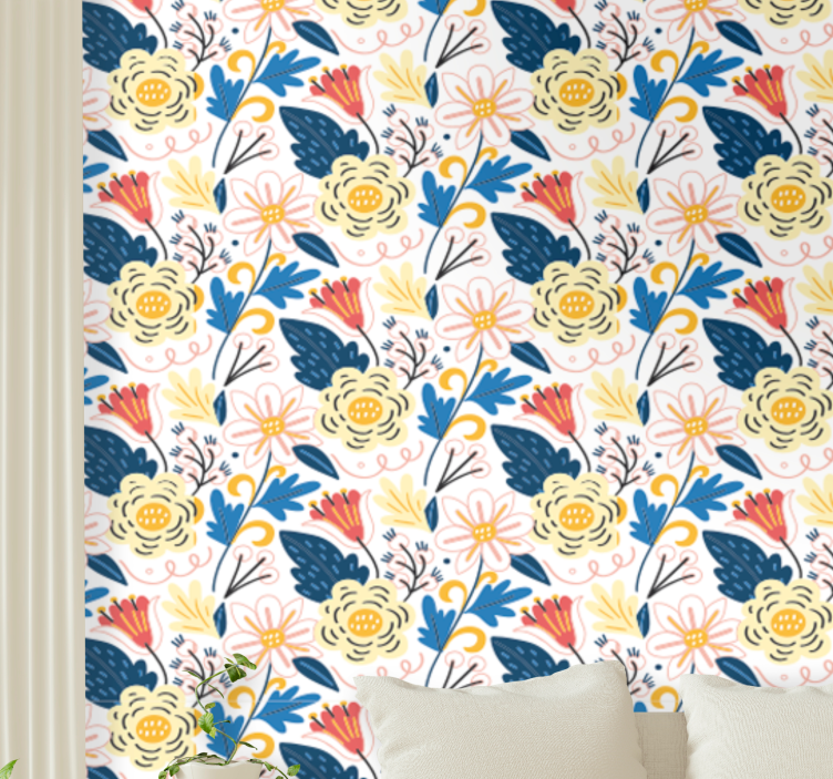 Virágzó színes design Tapéta Virágok - TenStickers