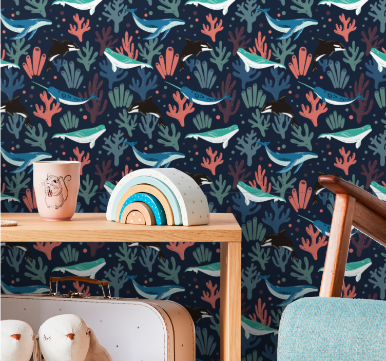 Víz alatti jelenet Tapéta halak - TenStickers