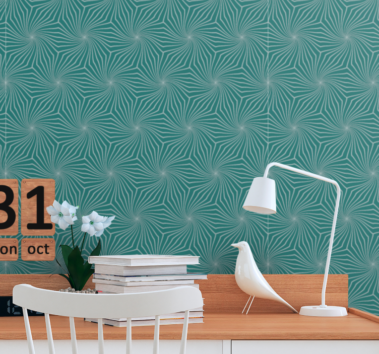 Zöld modern mintás virágos tapéta - TenStickers