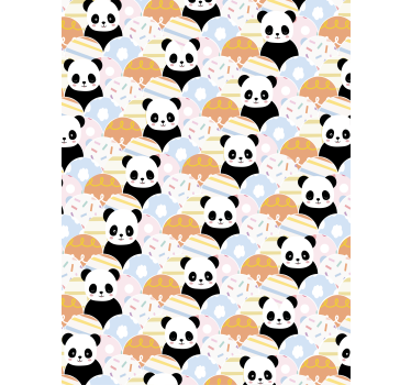 Panda mintás patchwork állatos tapéta gyerekszobába - TenStickers