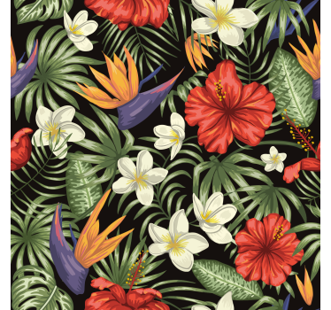Tropical jungle plants pattern tapéta virágok - TenStickers