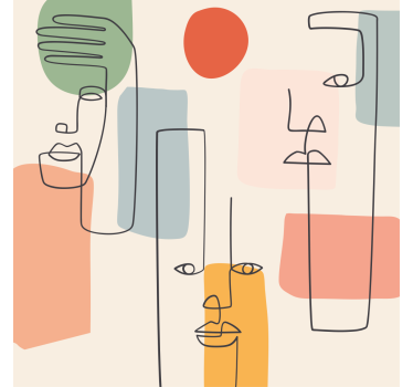 Geometriai tapéta - minimalista falikép arcokkal - TenStickers