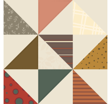 Patchwork geometrikus háromszög mintás tapéta szüret - TenStickers