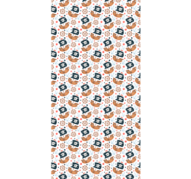 Aranyos mesefigurás kalózhajós mintás tapéta modern - TenStickers