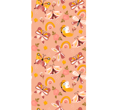 Pillangók és szivárványok boho mintás tapéta modern - TenStickers