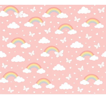 Rózsaszín gyerekszoba szivárvány tapéta - TenStickers
