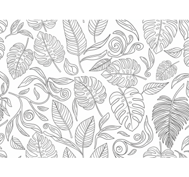Botanikai fekete-fehér tapéta modern - TenStickers