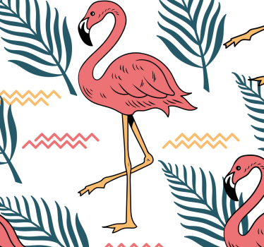 Trópusi levelek flamingók hálószoba háttérkép - TenStickers
