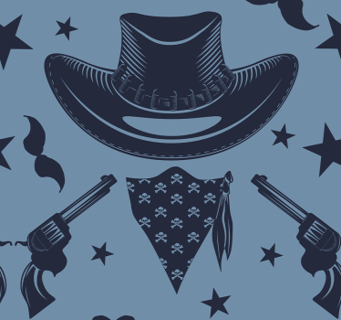 Cowboy kalap, nyáj és revolver hálószoba háttérkép - TenStickers