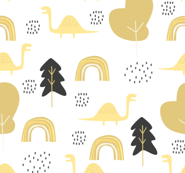 Sárga dinoszauruszok nordic stílusú gyerekek háttérkép - TenStickers