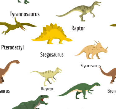 Reális dinoszauruszok nevekkel gyerekek tapéta - TenStickers