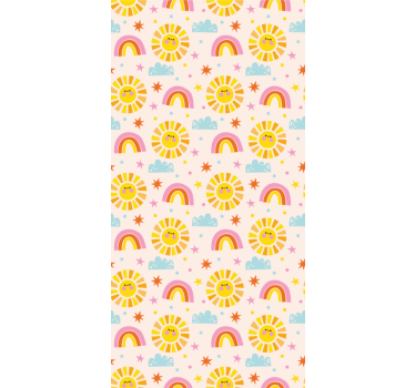 Rózsaszín szivárvány mintás gyerek tapéta - TenStickers