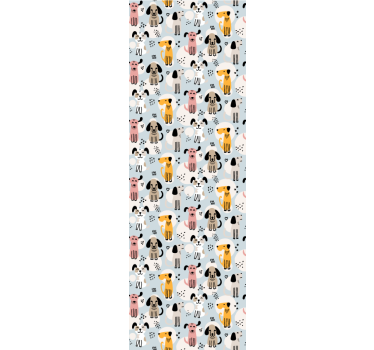 Többszínű kutyák kék háttér háttérkép hálószoba - TenStickers