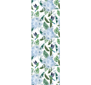 Virágos kolibri design Tapéta Virágok - TenStickers