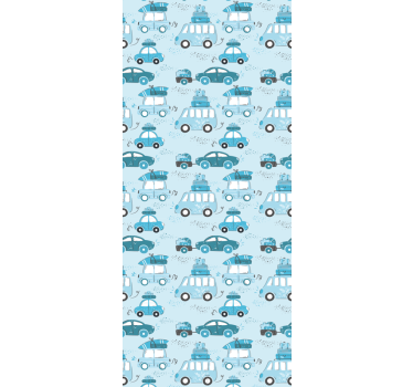 Kék városi járművek nordic style kids tapéta - TenStickers