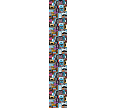 Retro 80 -as évek kazettás minta retro tapéta - TenStickers