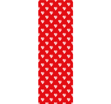 Fehér rajzolt szív piros háttér tizenéves hálószoba tapéta - TenStickers