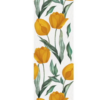 Sárga tulipán olajfestmény mintás hálószoba tapéta - TenStickers