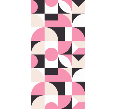 Modern rózsaszín és fekete mintás Tapéta Geometriai - TenStickers
