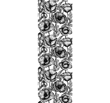 Fekete virágmintás Tapéta Virágok - TenStickers
