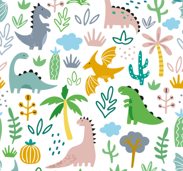 Tapéta Dinoszauruszok scandináv dinoszaurusz minta - TenStickers