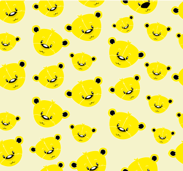 Sárga tapéta aranyos medvék minta - TenStickers
