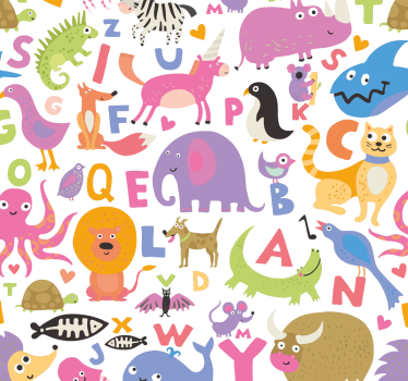 ábécé állatok Gyerekszoba tapéta - TenStickers