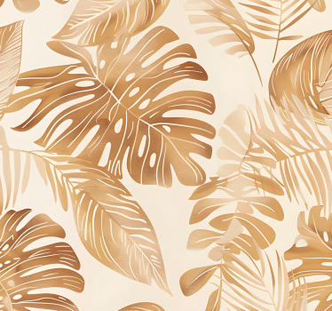 Beige nagy levelek mintás tapéta - TenStickers