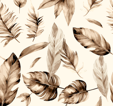Beige levelek minta tapéta - TenStickers