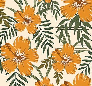 Hibiszkusz motívum Tapéta Virágok - TenStickers