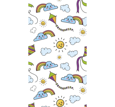 Szivárvány, nap és kite gyerekek háttérkép - TenStickers