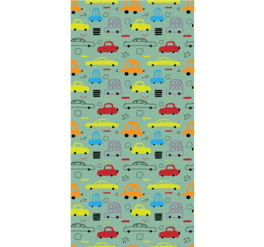 Színes járművek tér mintás tapéta - TenStickers