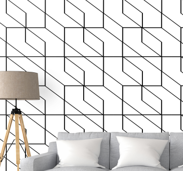 Geometriai hatszög vonal minták négyzet mintás tapéta - TenStickers