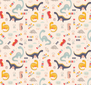 Színes dinoszauruszok nevekkel gyerekek háttérkép - TenStickers